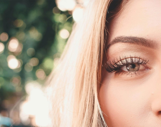 A close-up of mink eyelash extensions on a model, emphasizing their soft, lightweight feel and natural appearance."